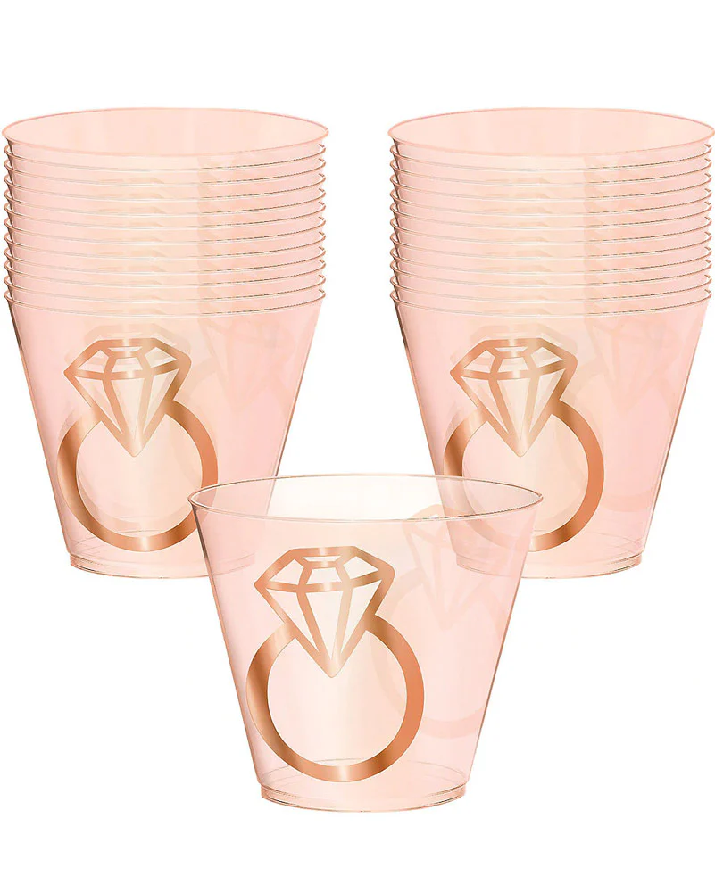 Blush Wedding 266ml Diamond Ring Plastic Tumblers Pack of 30 - Image 2