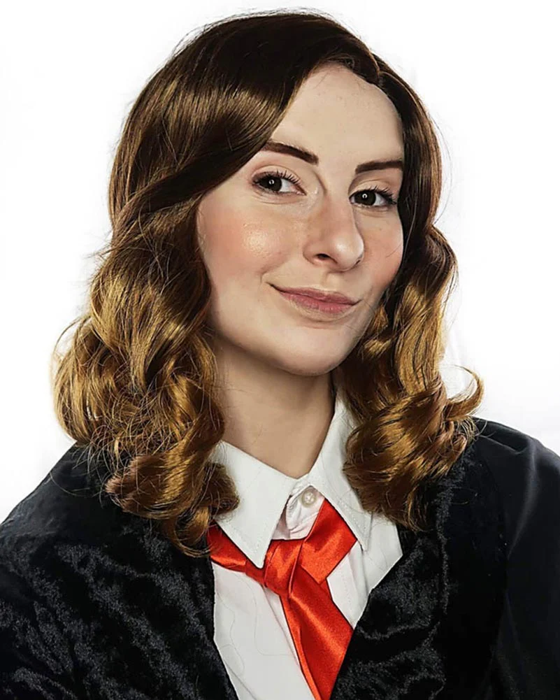 Book Worm Wizard Deluxe Curly Brown Wig - Image 3
