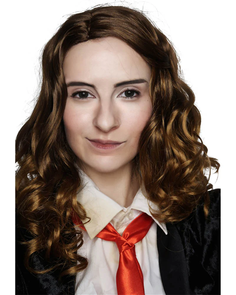 Book Worm Wizard Deluxe Curly Brown Wig - Image 4