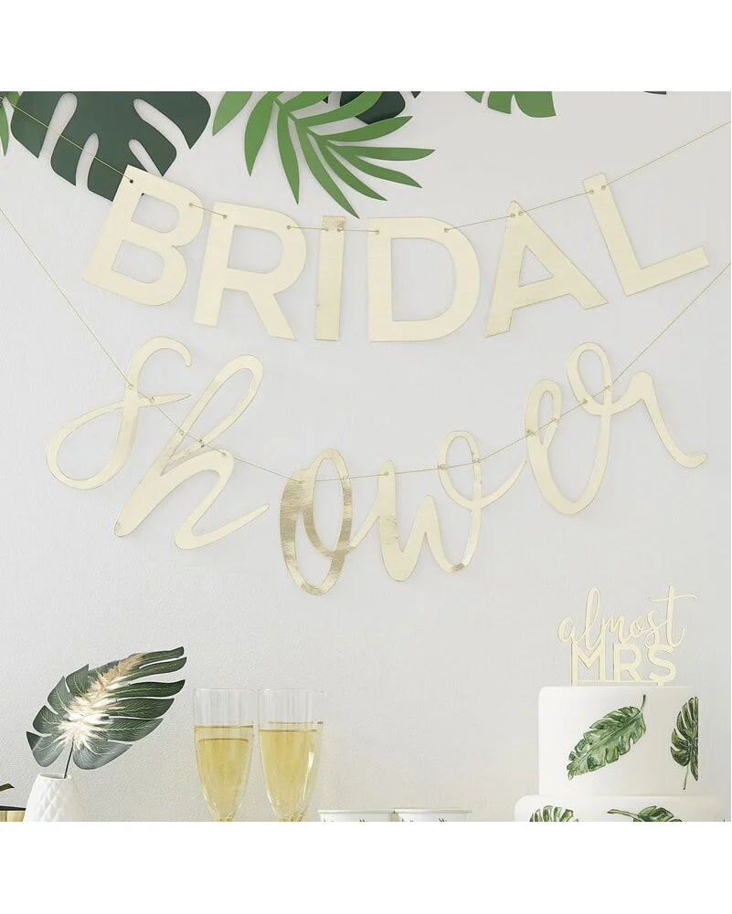 Botanical Hen Party Gold Bridal Shower Bunting - Image 2