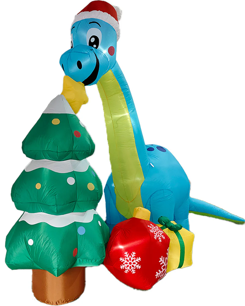 Brachiosaurus with Christmas Tree and Gifts Lawn Inflatable - Image 2