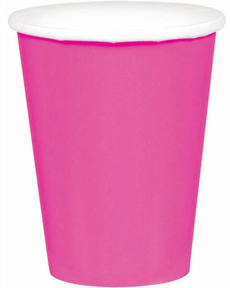 Bright Pink 266ml Paper Cups Pack of 20