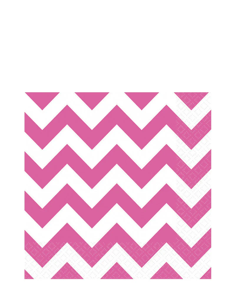 Bright Pink Chevron Lunch Napkins Pack of 16