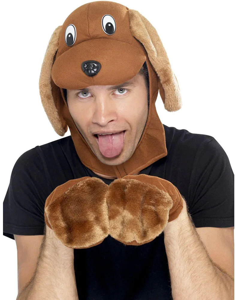 Brown Dog Hood and Gloves Set