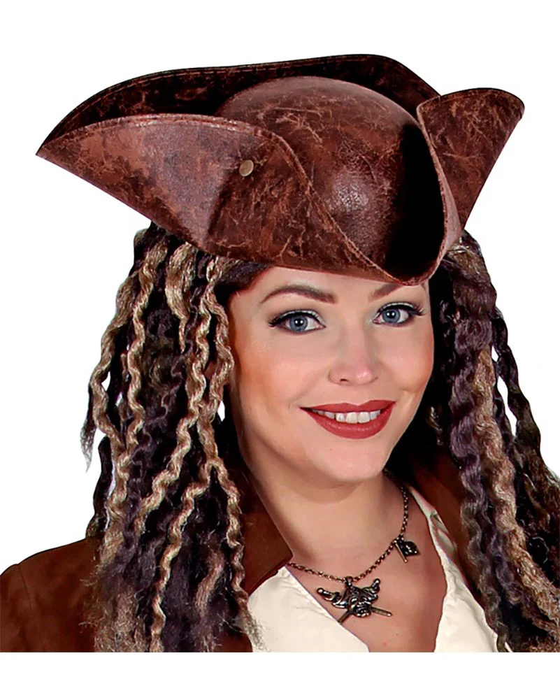 Brown Pirate Tricorn Hat - Image 2