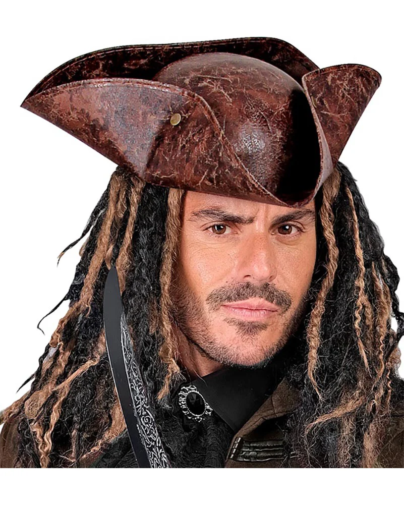 Brown Pirate Tricorn Hat - Image 3