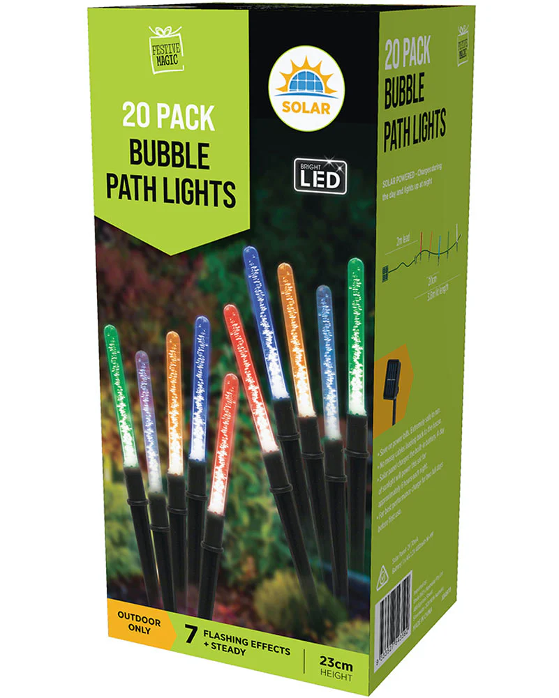 Bubble Multi-Coloured Tubes Solar Christmas LED Lights 20 Piece - Image 3