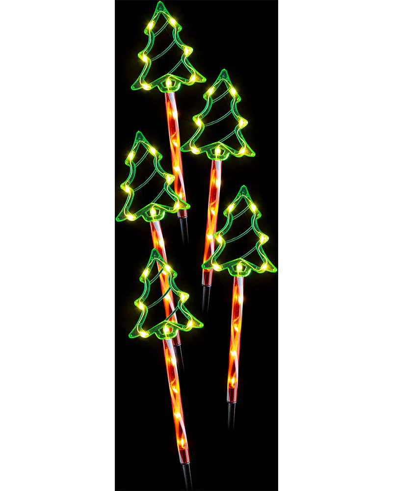 Candy Green Tree Solar LED Christmas Path Lights Pack of 5 - Image 3
