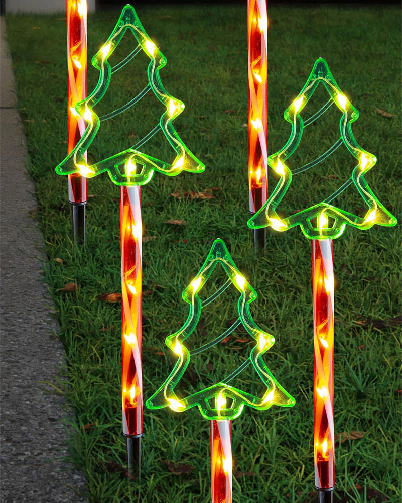 Candy Green Tree Solar LED Christmas Path Lights Pack of 5 - Image 5