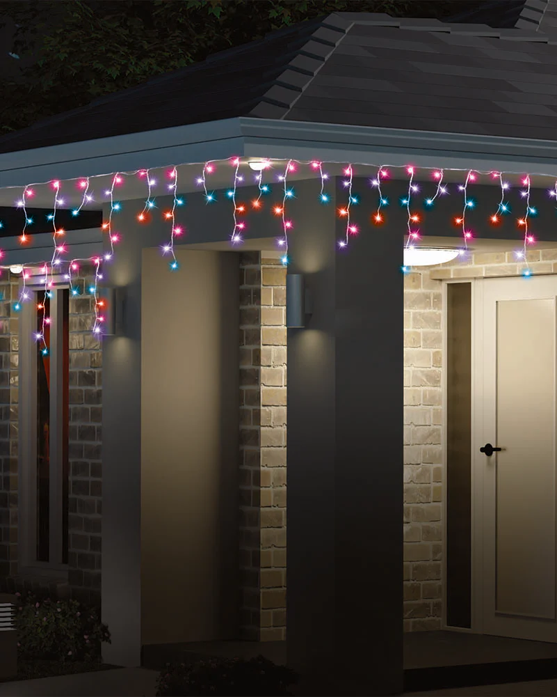 Carnival Coloured Icicle Lights 400 Piece Solar LED Lights