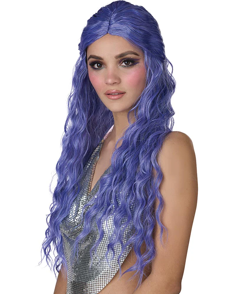 Charmed Tresses Long Curly Purple Wig - Image 4