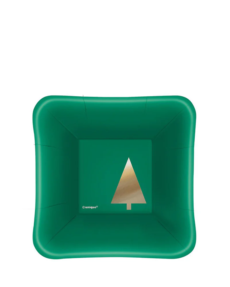 Chic Christmas Foil Stamped 13cm Square Paper Plates Pack of 8