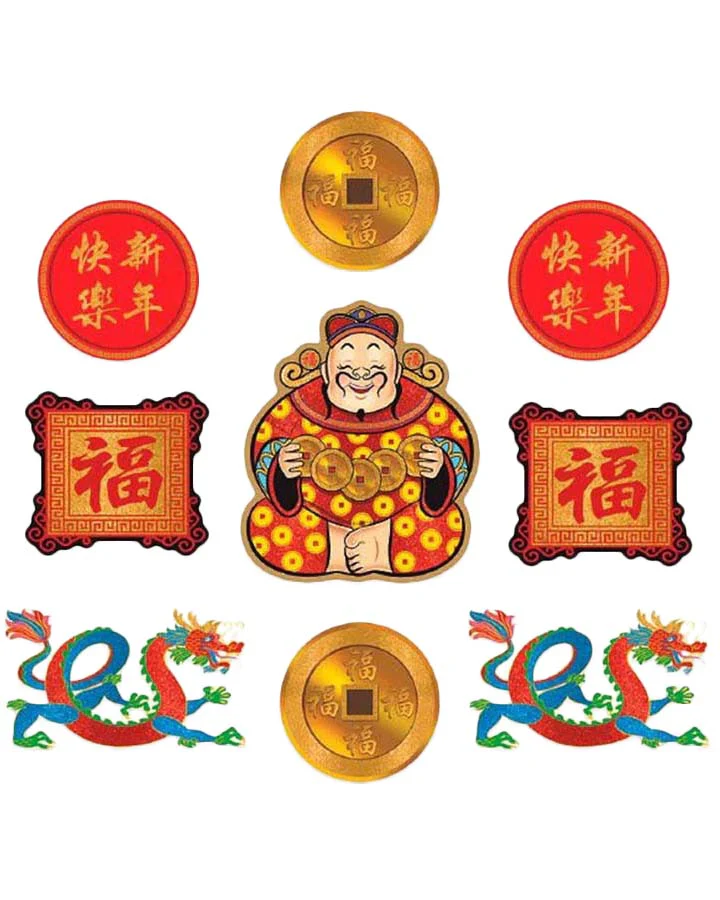 Chinese New Year Glitter Cutouts Pack of 9