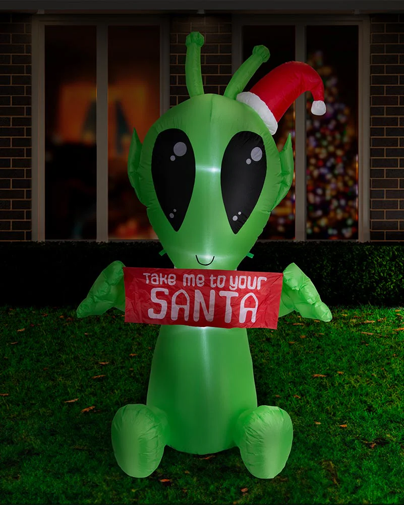 Christmas Alien Christmas Lawn Inflatable 2.1m - Image 2