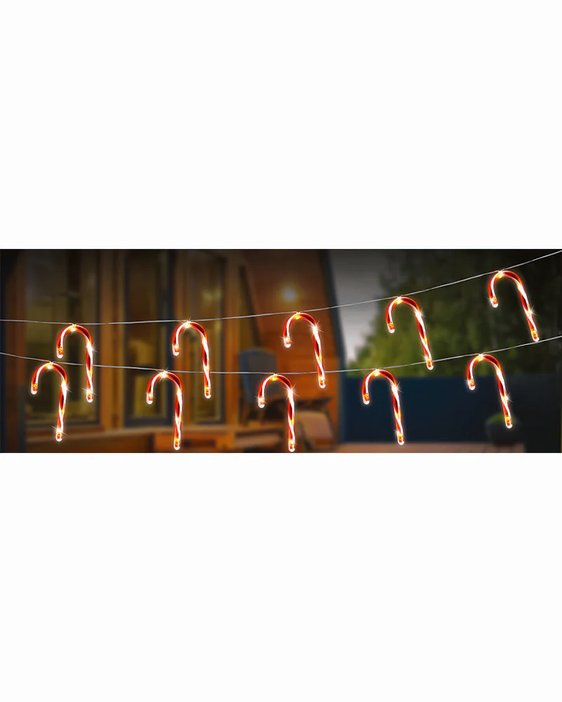 Christmas Candy Cane Solar LED String Lights 4.5m