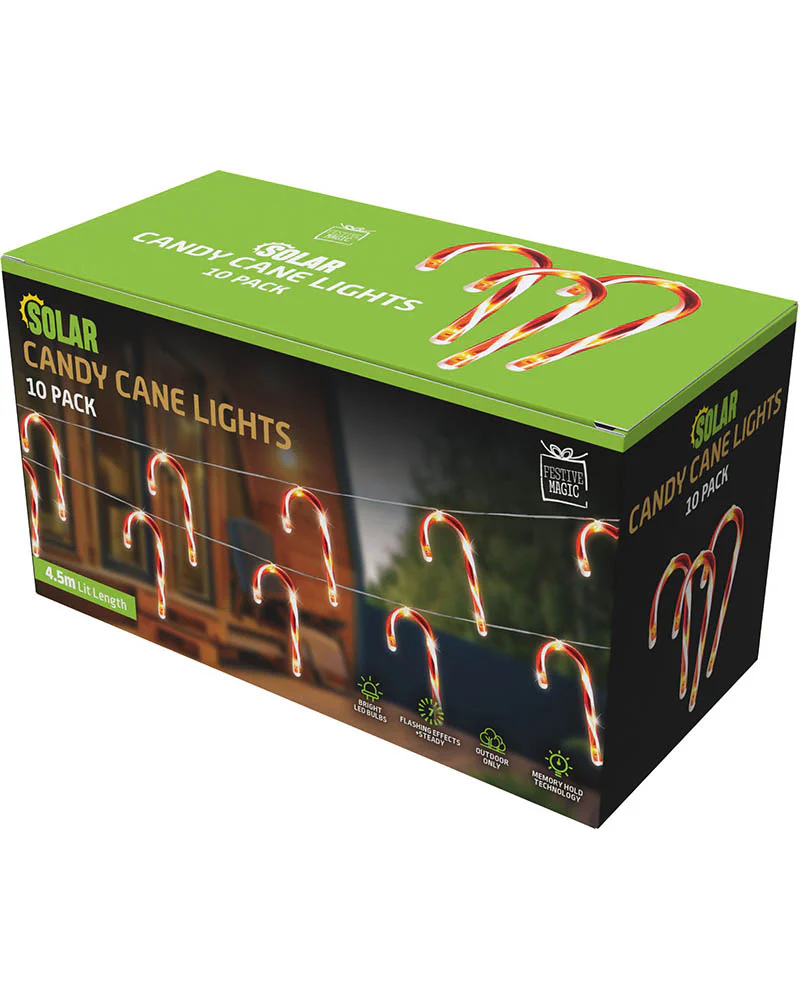 Christmas Candy Cane Solar LED String Lights 4.5m - Image 2