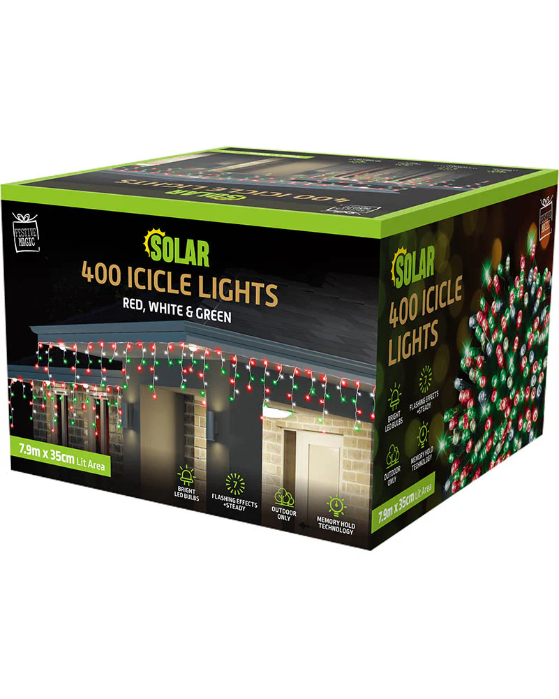 Christmas Coloured Icicle Lights 400 Piece LED Solar Lights - Image 2