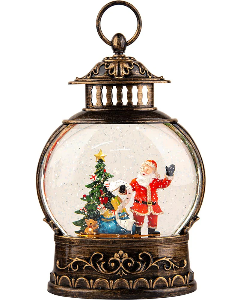 Christmas Glitter Swirl Musical Oval Santa Lantern USB - Image 2