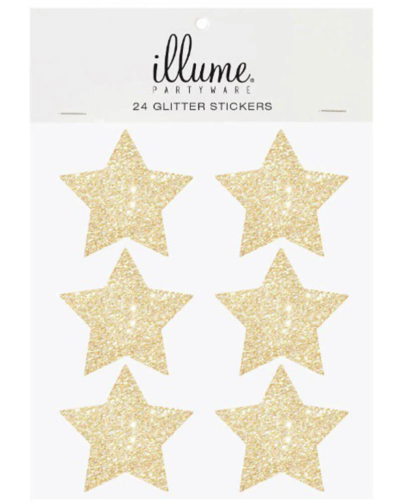Christmas Gold Glitter Star Sticker Seals Pack of 24 - Image 2
