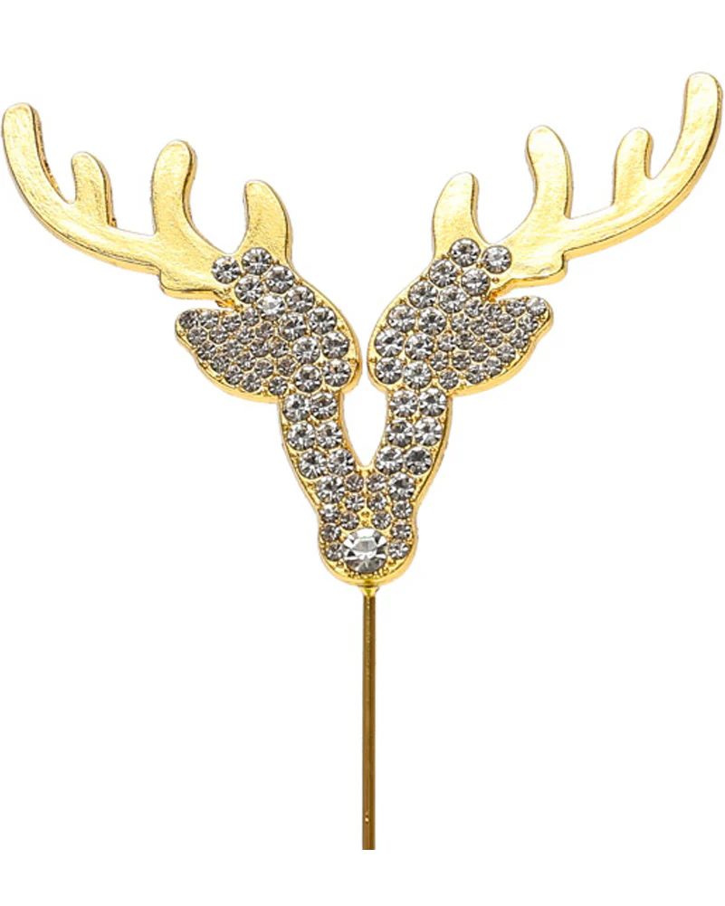 Christmas Gold Reindeer Diamante Cake Topper