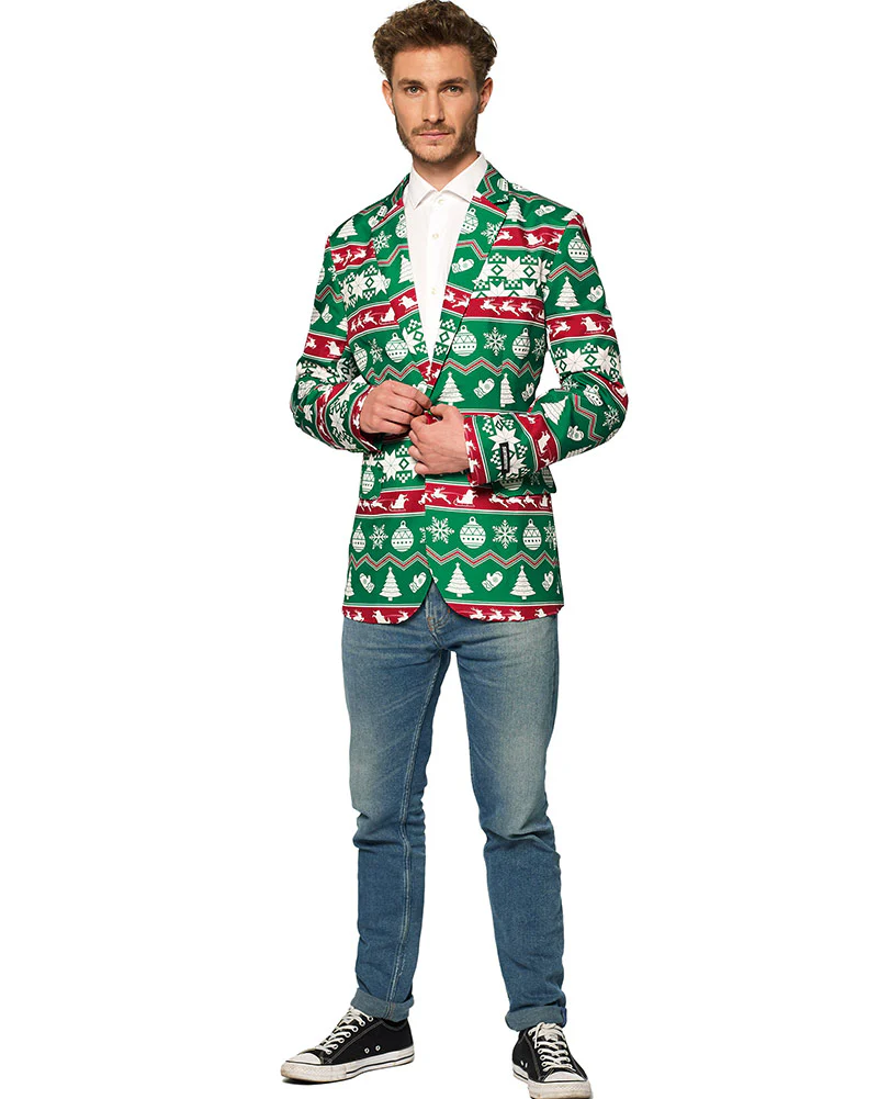 Christmas Green Nordic Mens Suitmeister Jacket - Image 3