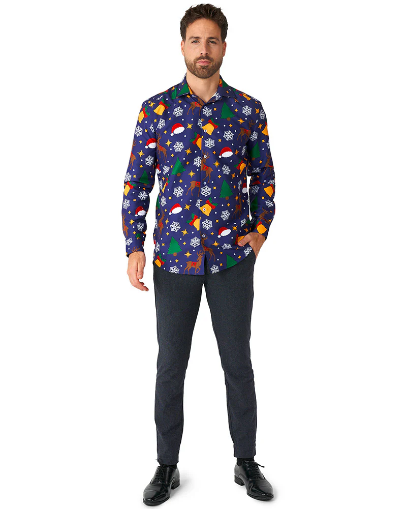 Christmas Icons Blue Suitmeister Shirt - Image 3