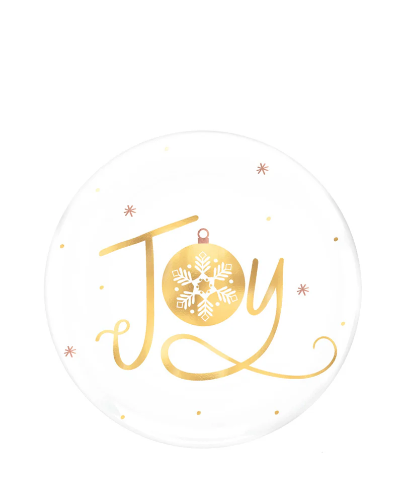 Christmas Joy 19cm Round Plastic Lunch Plates Pack of 4