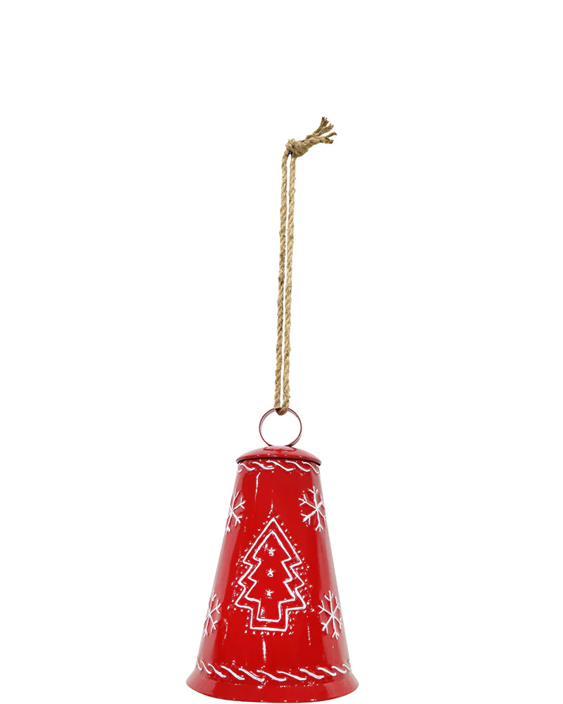 Christmas Metal Red Bell Embossed 29cm - Image 3