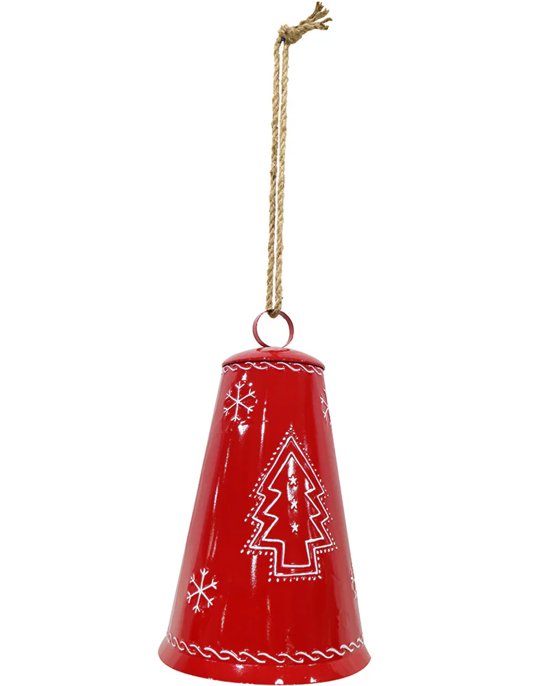 Christmas Metal Red Bell Embossed 49.5cm - Image 3