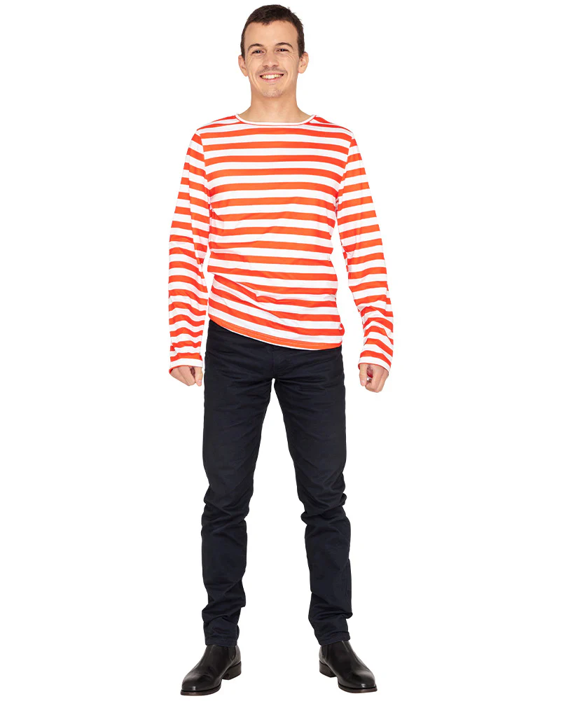Multi Character Red and White Striped Plus Size Book Week Shirt - Image 2