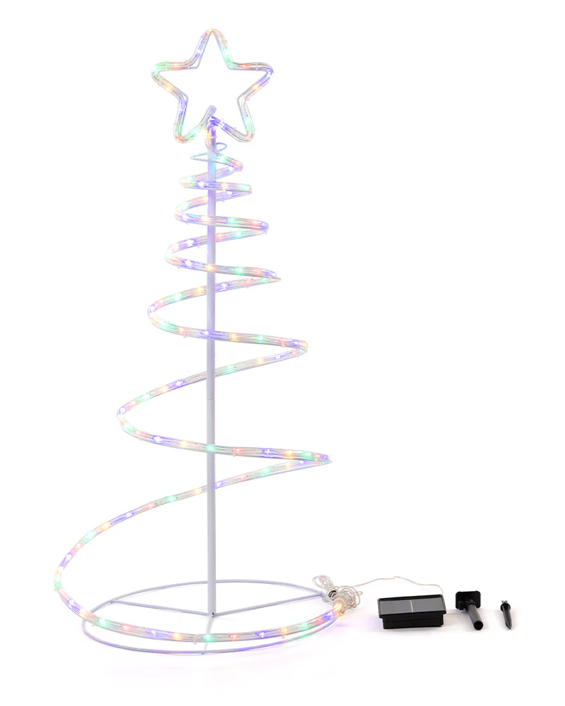 Christmas Multicolour Solar Spiral Ropelight Tree 90cm - Image 2