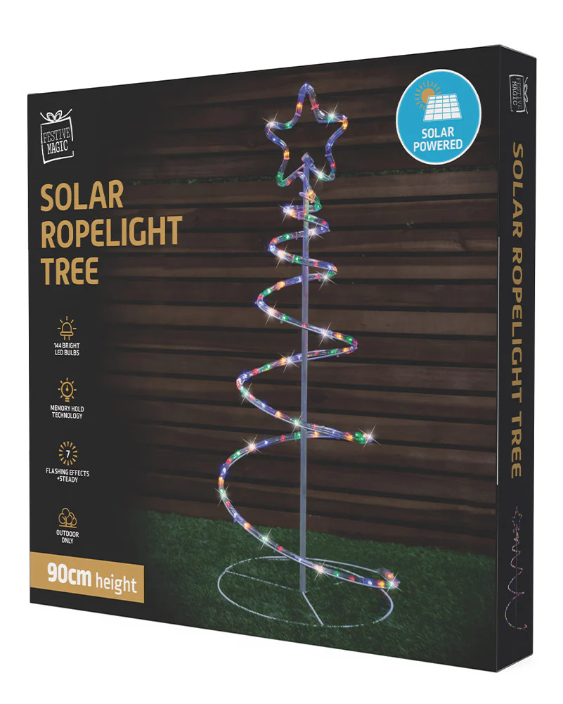 Christmas Multicolour Solar Spiral Ropelight Tree 90cm - Image 4