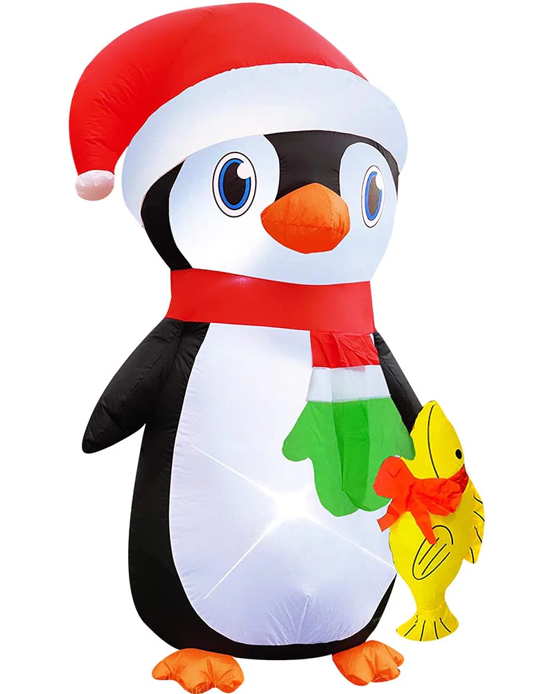 Christmas Penguin with Fish Lawn Inflatable 1.2m - Image 2