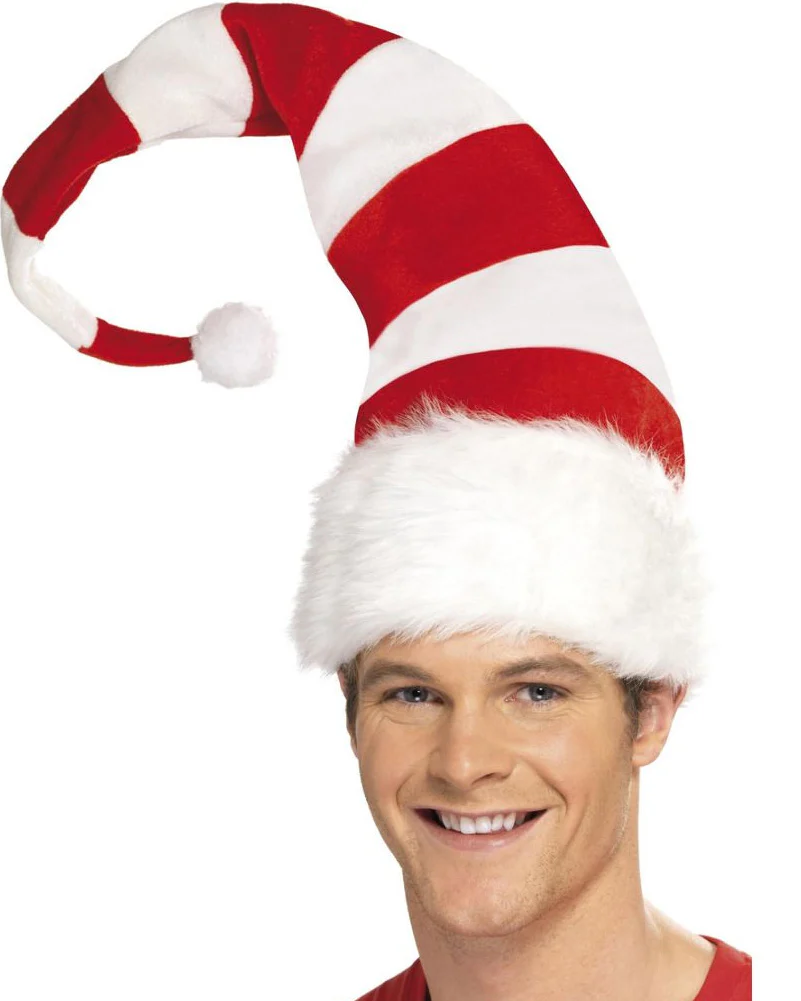 Christmas Red and White Striped Santa Hat - Image 2