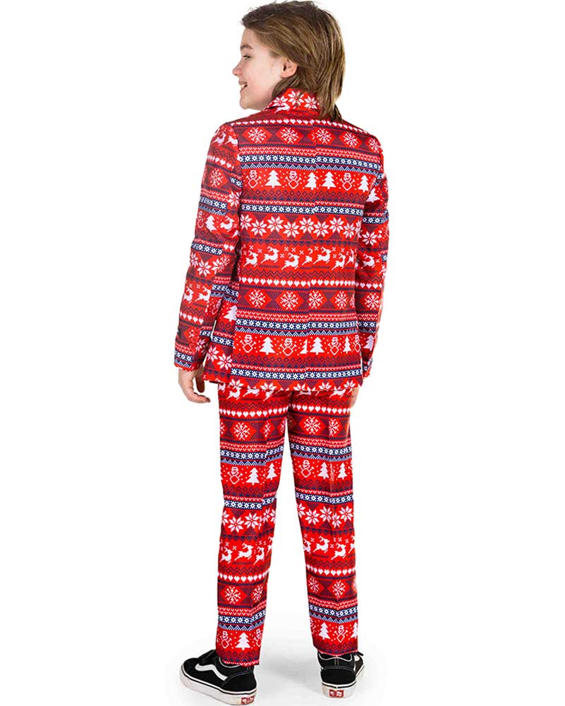Christmas Red Nordic Pixel Boys Suitmeister - Image 3