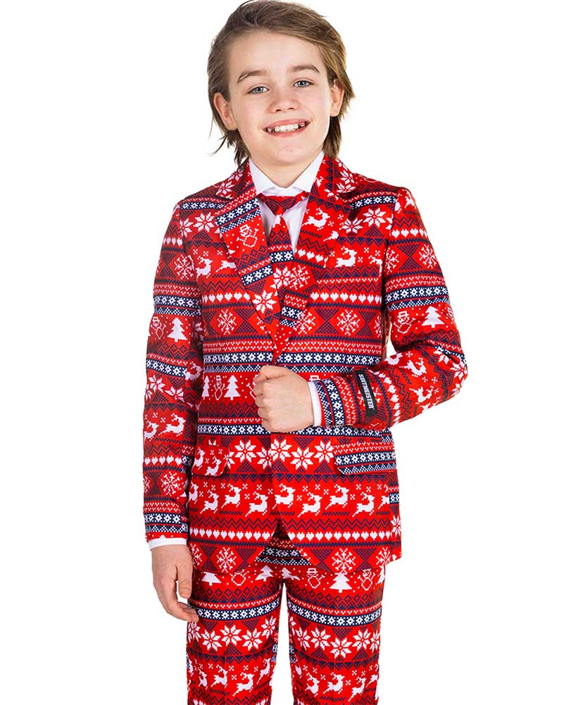 Christmas Red Nordic Pixel Boys Suitmeister - Image 5