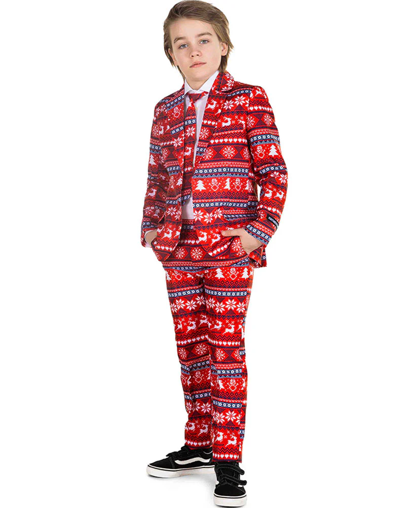 Christmas Red Nordic Pixel Boys Suitmeister - Image 6