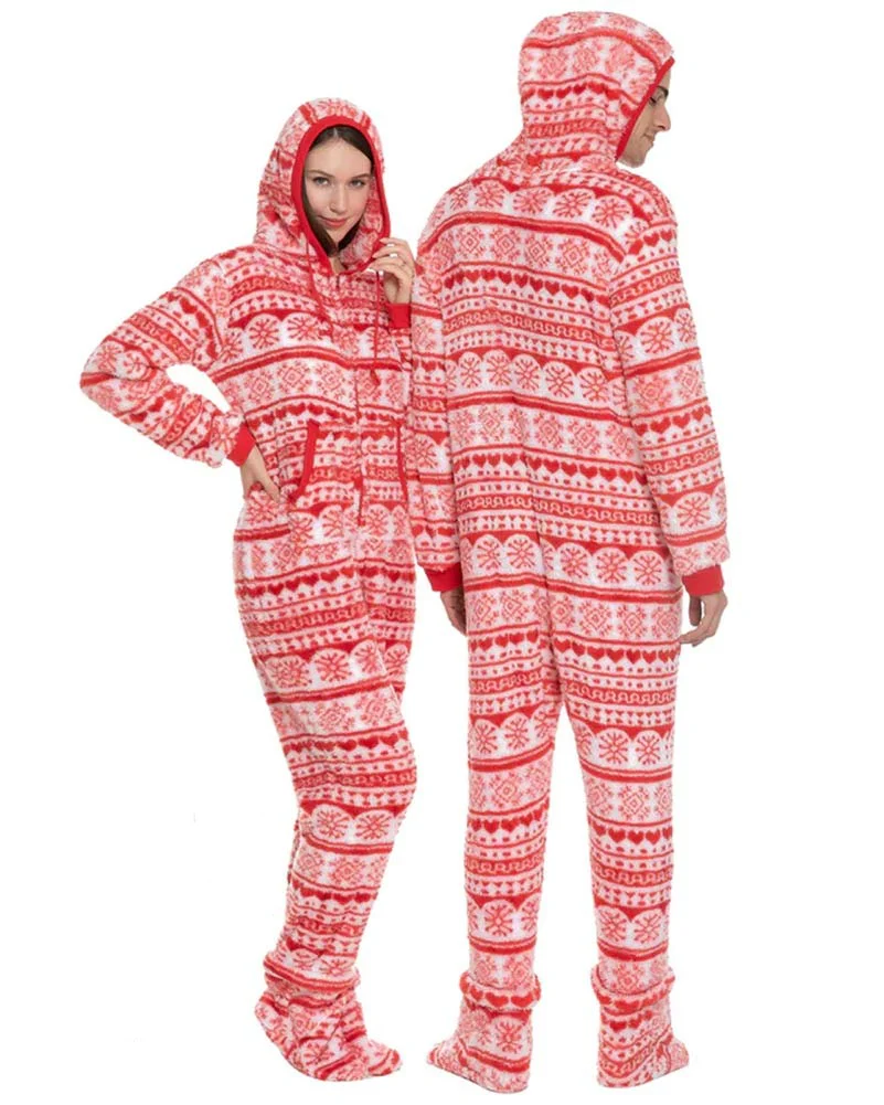 Christmas Red Snowflake Adults Onesie - Image 2