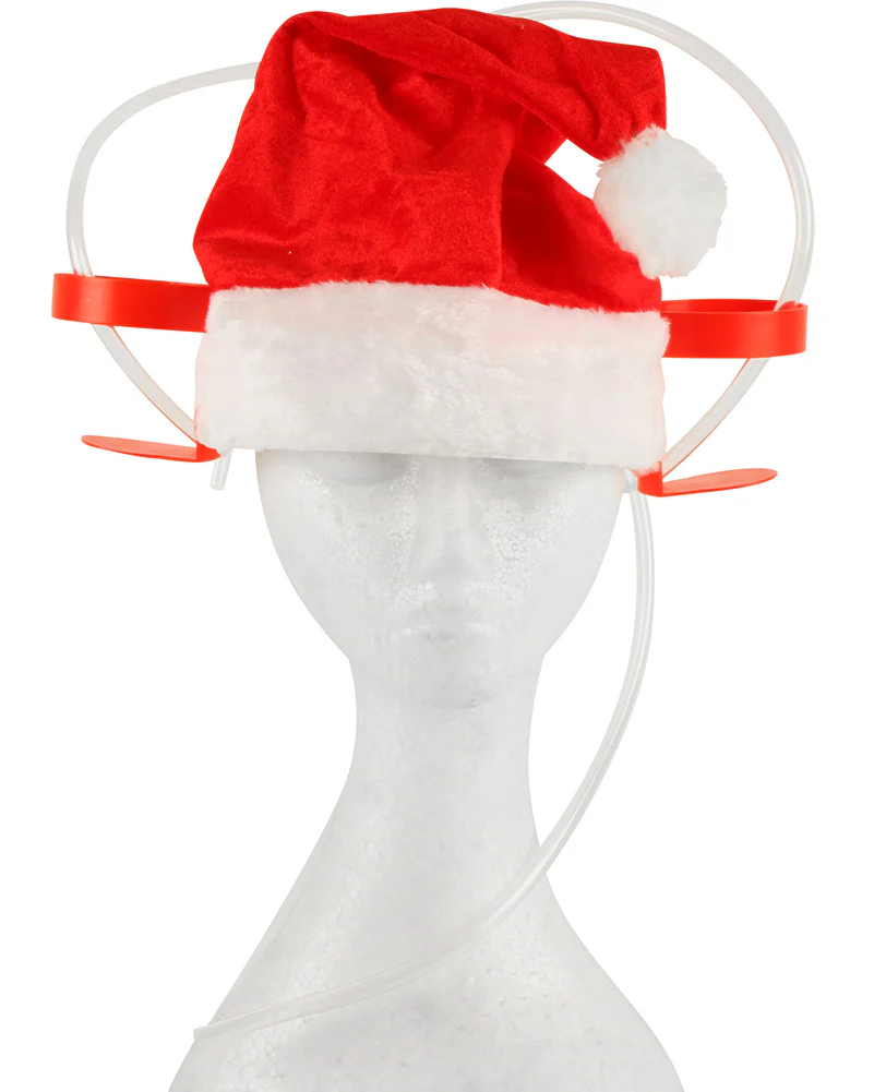 Christmas Santa Beer Hat With Straws 30cm