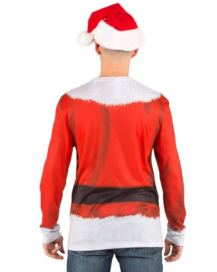 Christmas Santa Claus Mens Faux Real Tee - Image 2