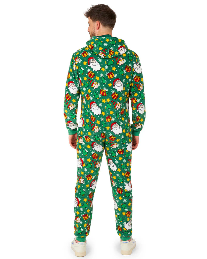 Christmas Santa Elves Green Adult Jumpsuit - Image 3