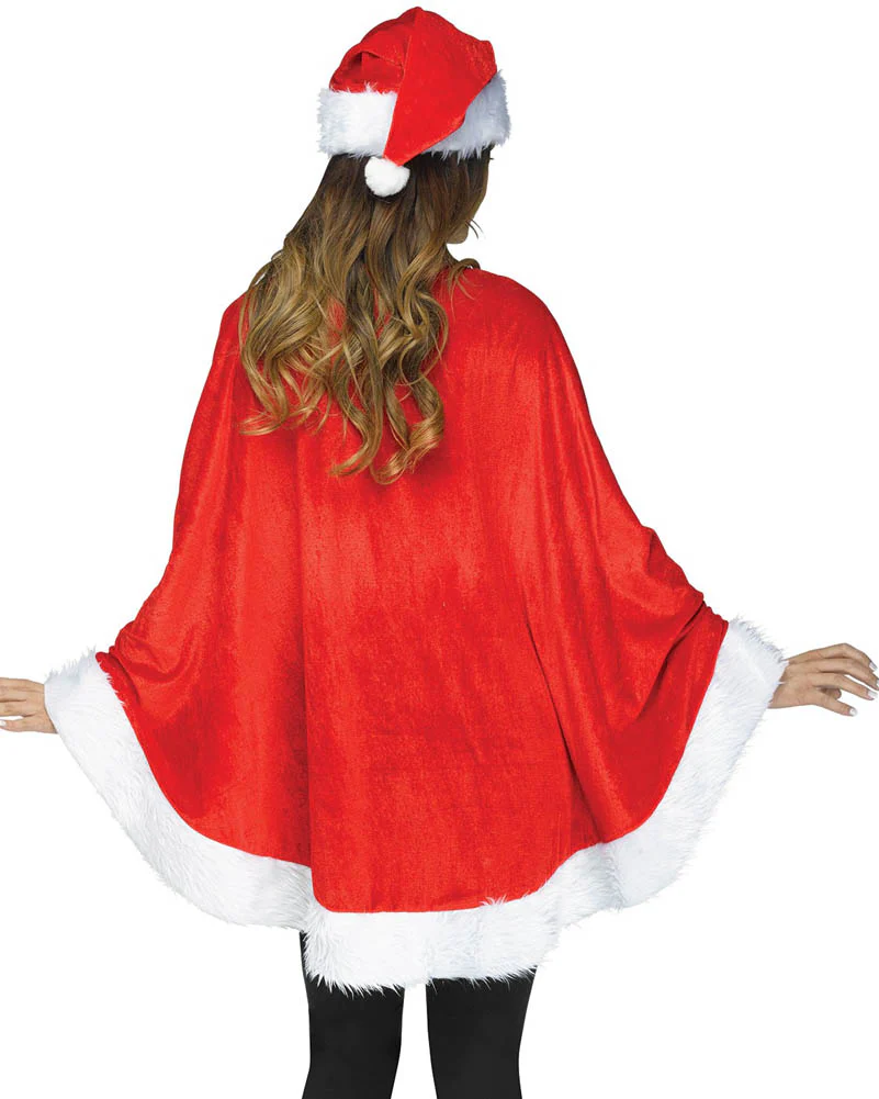 Christmas Santa Plush Poncho with Hat - Image 2