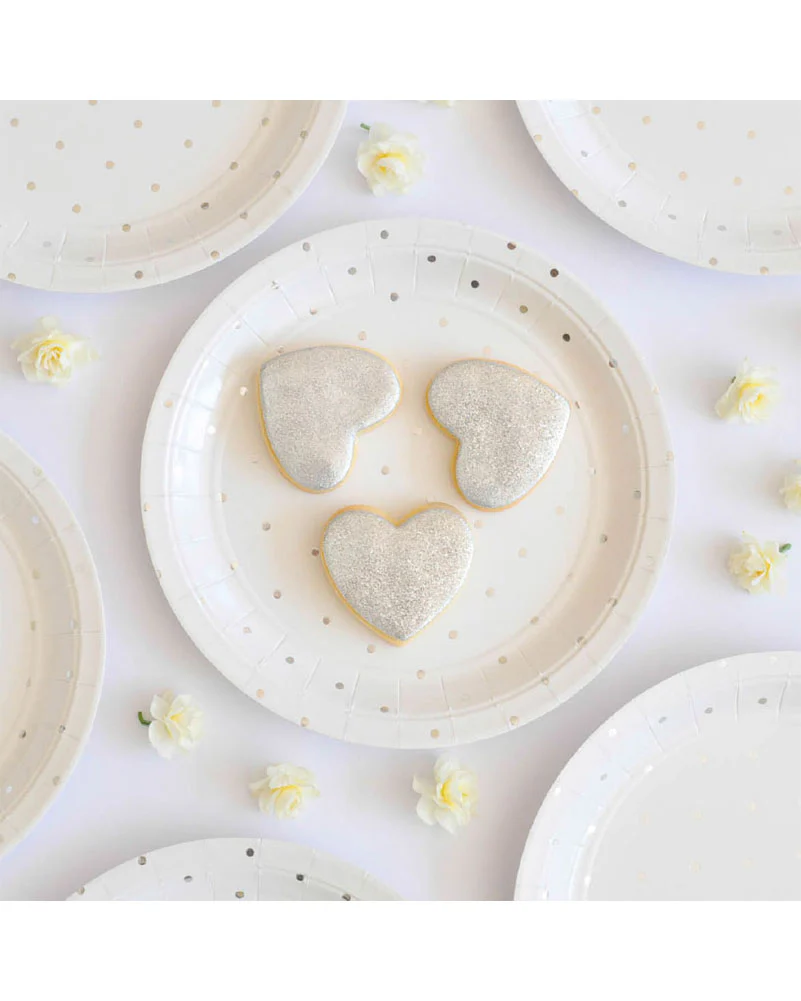 Christmas Silver Dots 23cm Paper Plates Pack of 10 - Image 2