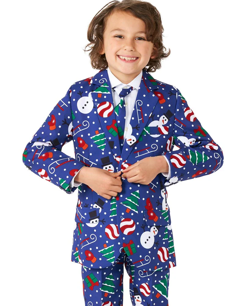 Christmas Snowman Blue Boys Suitmeister - Image 3