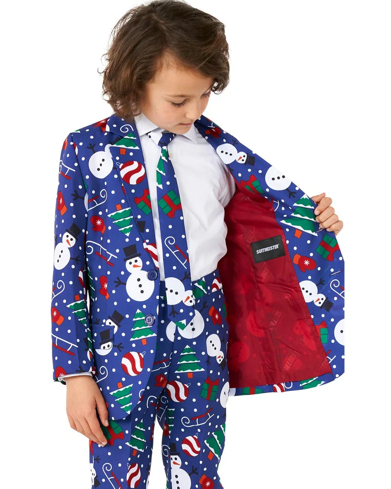 Christmas Snowman Blue Boys Suitmeister - Image 4
