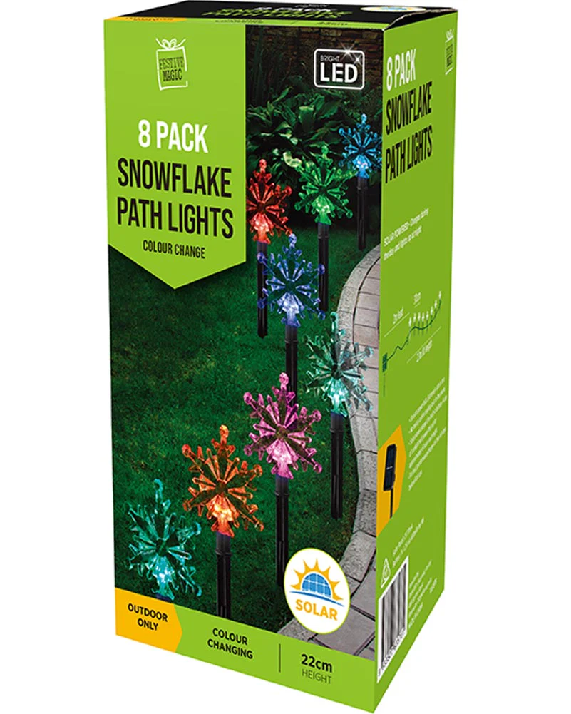 Christmas Solar Path Colour Change Snowflakes Pack of 8 - Image 3