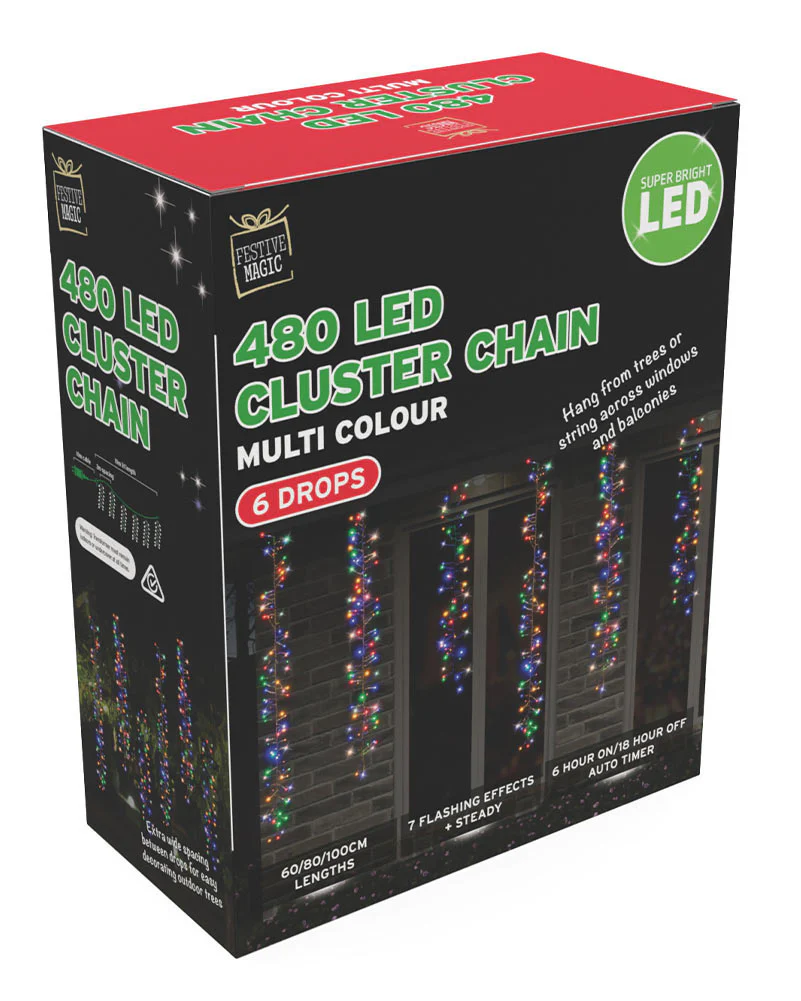 Christmas Timer Multicolour 480 Piece Tree Clusters 10m - Image 5