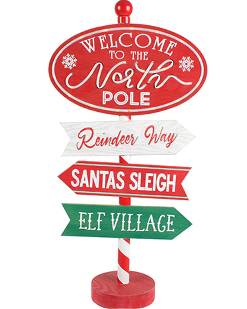 Christmas Vintage Light Up North Pole Stand 62cm - Image 2