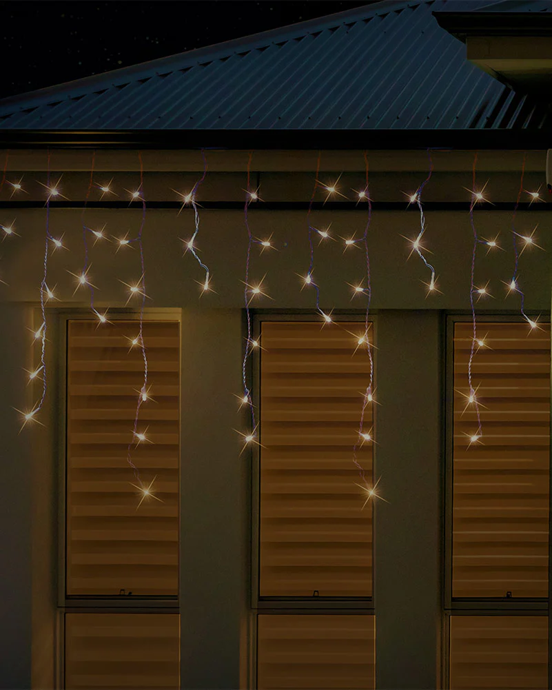 Christmas Warm White Solar 600 Piece Snowing Icicles 8.3m - Image 3