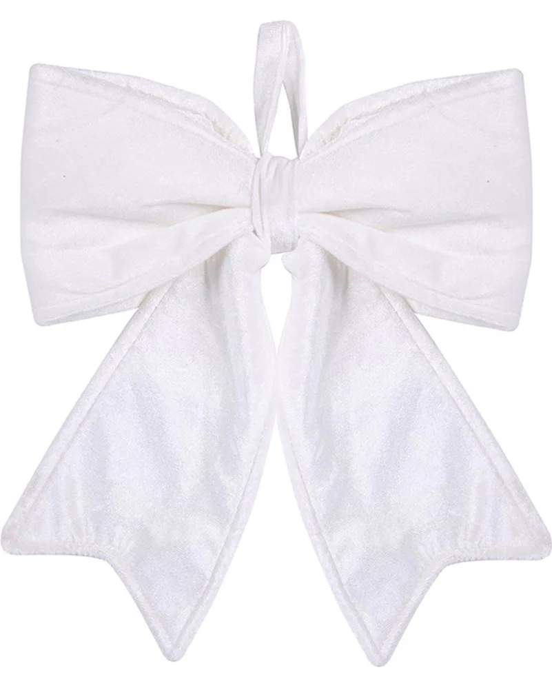 Christmas White Velvet Bow 32cm